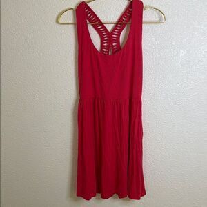 Red/Coral Sleeveless Dress with Strappy Back- Size M/L